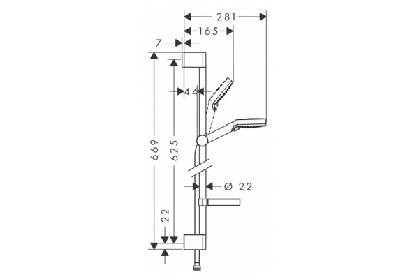 Душевой гарнитур Hansgrohe Crometta Vario 650 26553400 с мыльницей, штанга 66.9 см, шланг 160 см