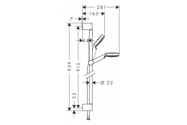 Душевой гарнитур Hansgrohe Crometta 1jet 900 26537400 штанга 95.9 см, шланг 160 см