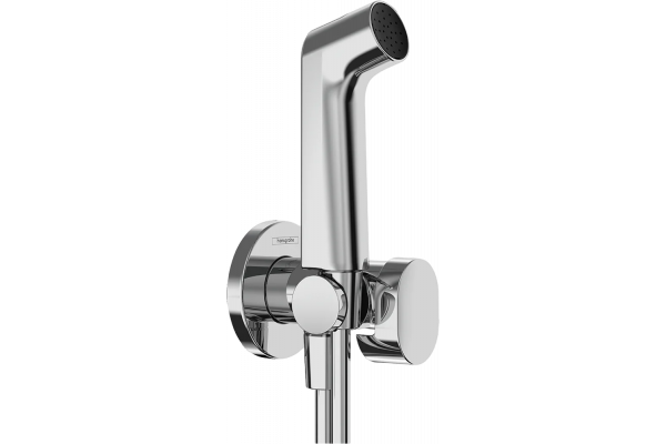 Гигиенический душ Hansgrohe Bidette S 1jet 29230000 хром штанга 19.5 см, шланг пластиковый 125 см