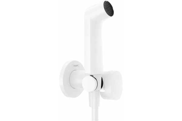 Гигиенический душ Hansgrohe Bidette S 1jet 29232700 со смесителем, матовый белый в современном стиле