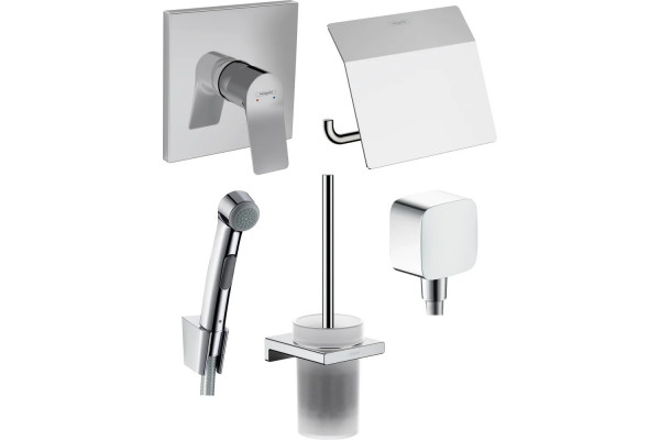 Душевой комплект Hansgrohe Vivenis 32128000 + 26457000 + 75615000 + 41752000 + 41753000 хром, штанга 20.4 см