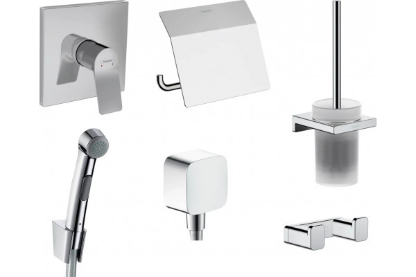 Душевой комплект Hansgrohe Vivenis 32128000 + 26457000 + 75615000 + 41753000 + 41752000 + 41755000 хром, штанга 20.4 см