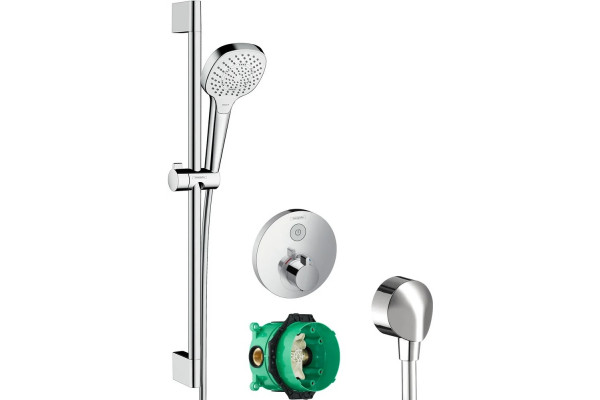 Душевой комплект Hansgrohe Термостат ShowerSelect S 15744000 + 01800180 + 27454000 + 26580400 штанга 15.1 см