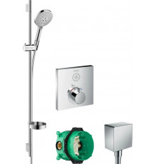 Душевой комплект Hansgrohe Термостат ShowerSelect 15762000 + 26631000 + 26455000 + 01800180 штанга 15.1 см