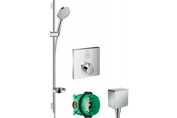 Душевой комплект Hansgrohe Термостат ShowerSelect 15762000 + 26631000 + 26455000 + 01800180 штанга 15.1 см