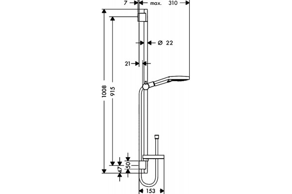 Душевой комплект Hansgrohe Термостат ShowerSelect 15762000 + 26631000 + 26455000 + 01800180 штанга 15.1 см