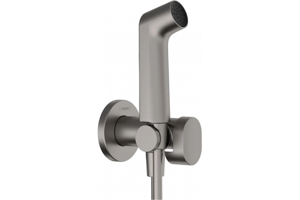 Гигиенический душ Hansgrohe Bidette S 1jet 29232340 со смесителем, шлифованный черный хром, цвет темный хром