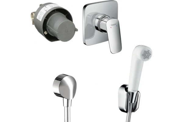 Гигиенический душ Hansgrohe 32127000 со смесителем, С ВНУТРЕННЕЙ ЧАСТЬЮ в современном стиле