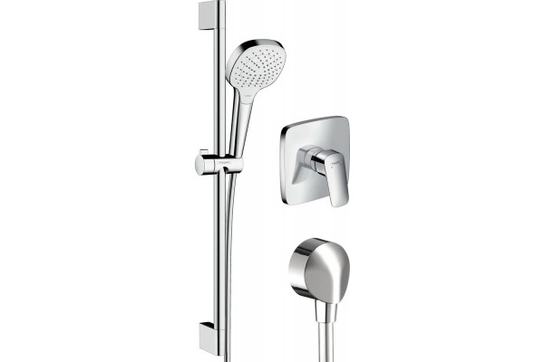 Душевой комплект Hansgrohe Logis 71605000 смеситель + душевой гарнитур + шланговое подключение хром,  в современном стиле