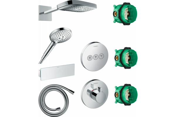 Душевой комплект Hansgrohe Raindance Select E 300 (3 jet) 26468000 + 26530000 + 28272000 + 26456000 + 15741000 + 15745000 хром