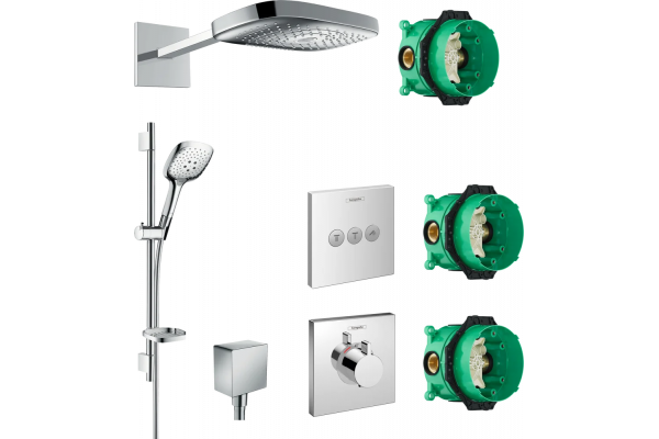 Душевой комплект Hansgrohe Raindance Select E 300 (3 jet) 26468000 + 27856000 + 26455000 + 15760000 + 15764000 хром
