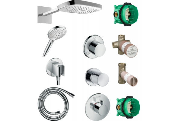 Душевой комплект Hansgrohe Raindance Select E 300 (3 jet) 26468400 + 26530400 + 26487000 + 28276000 + 15932000 + 15972000 хром