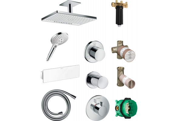 Душевой комплект Hansgrohe Rainmaker Select 460 (2 jet) 24004400 + 26530400 + 28272000 + 26456400 + 15932000 + 15972000 + 157560 штанга 17.8 см