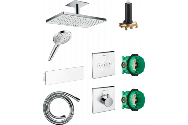 Душевой комплект Hansgrohe Rainmaker Select 460 (2 jet) 24004400 + 26530400 + 28272000 + 26456400 + 15734400 + 15736400 штанга 17.8 см