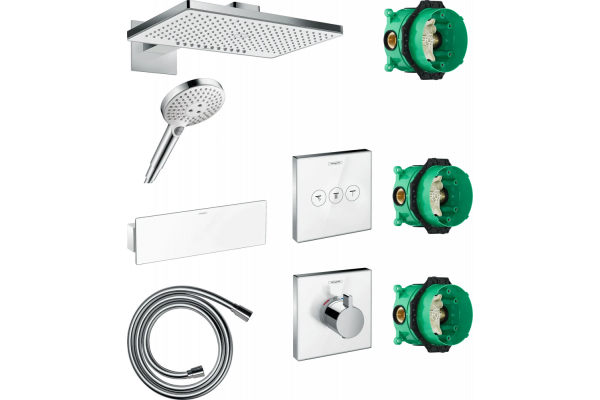 Душевой комплект Hansgrohe Rainmaker Select 460 (2 jet) 24005400 + 26530400 + 28272000 + 26456400 + 15734400 + 15736400 цвет белый