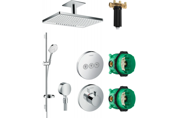 Душевой комплект Hansgrohe Rainmaker Select 460 (2 jet) 24004400 + 24010180 + 26631400 + 27506000 + 15741000 + 15745000 штанга 17.8 см