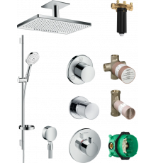Душевой комплект Hansgrohe Rainmaker Select 460 (2 jet) 24004400 + 26631400 + 27506000 + 15932000 + 15972000 + 15756000 штанга 17.8 см