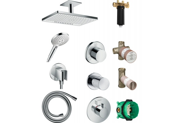 Душевой комплект Hansgrohe Rainmaker Select 460 (2 jet) 24004400 + 26530400 + 26487000 + 28276000 + 15932000 + 15972000 штанга 15.1 см