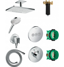 Душевой комплект Hansgrohe Rainmaker Select 460 (2 jet) 24004400 + 26530400 + 26487000 + 28276000 + 15741000 + 15745000 штанга 17.8 см