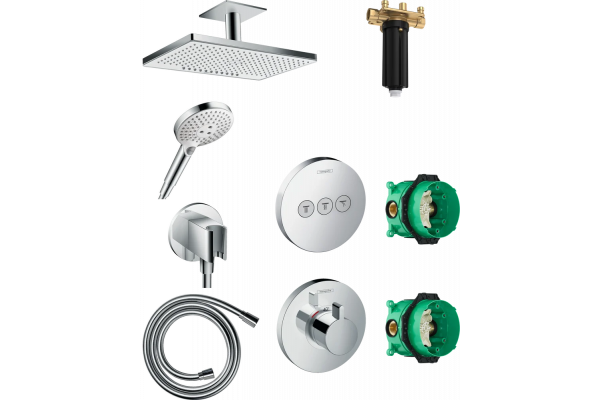 Душевой комплект Hansgrohe Rainmaker Select 460 (2 jet) 24004400 + 26530400 + 26487000 + 28276000 + 15741000 + 15745000 штанга 17.8 см