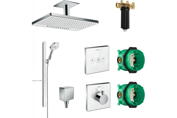 Душевой комплект Hansgrohe Rainmaker Select 460 (2 jet) 24004400 + 27648400 + 26455000 + 15734400 + 15736400 штанга 17.8 см