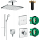 Душевой комплект Hansgrohe Rainmaker Select 460 (2 jet) 24004400 + 27648400 + 26455000 + 15734400 + 15736400 штанга 17.8 см