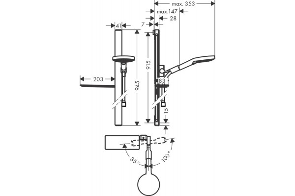 Душевой комплект Hansgrohe Rainmaker Select 460 (2 jet) 24004400 + 27648400 + 26455000 + 15760000 + 15764000 штанга 17.8 см