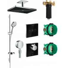 Душевой комплект Hansgrohe Rainmaker Select 460 (3 jet) 24006600 + 26631000 + 27506000 + 15735600 + 15736600 штанга 17.8 см