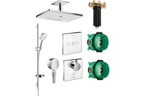 Душевой комплект Hansgrohe Rainmaker Select 460 (3 jet) 24006400 + 26631400 + 27506000 + 15735400 + 15736400 штанга 17.8 см