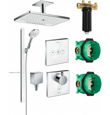 Душевой комплект Hansgrohe Rainmaker Select 460 (3 jet) 24006400 + 27648400 + 26455000 + 15735400 + 15736400 штанга 17.8 см