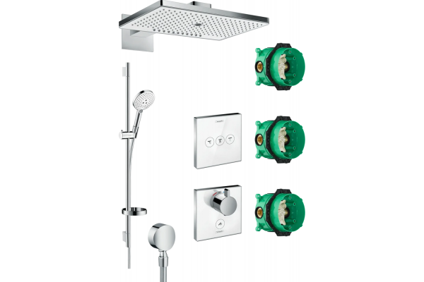 Душевой комплект Hansgrohe Rainmaker Select 460 (3 jet) 24007400 + 26631400 + 27506000 + 15735400 + 15736400 цвет белый