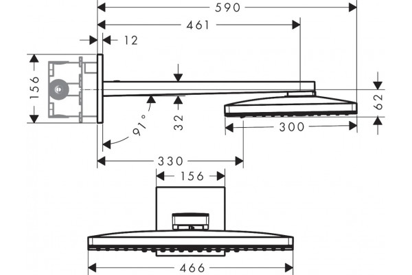 Душевой комплект Hansgrohe Rainmaker Select 460 (3 jet) 24007400 + 26631400 + 27506000 + 15735400 + 15736400 цвет белый