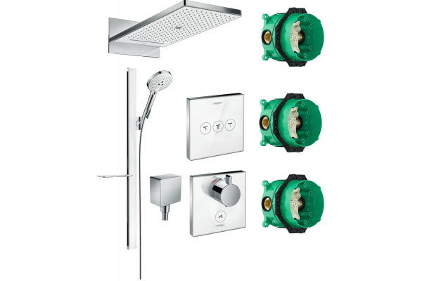 Душевой комплект Hansgrohe Rainmaker Select 580 (3 jet) 24001400 + 27648400 + 26455000 + 15735400 + 15736400 цвет белый
