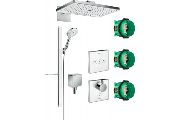 Душевой комплект Hansgrohe Rainmaker Select 460 (3 jet) 24007400 + 27648400 + 26455000 + 15735400 + 15736400 цвет белый