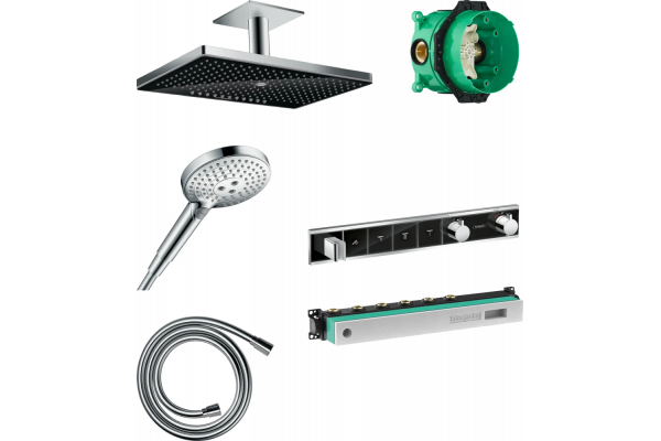 Душевой комплект Hansgrohe Rainmaker Select 460 (3 jet) 24006600 + 26530000 + 28272000 + 15357600 штанга 17.8 см