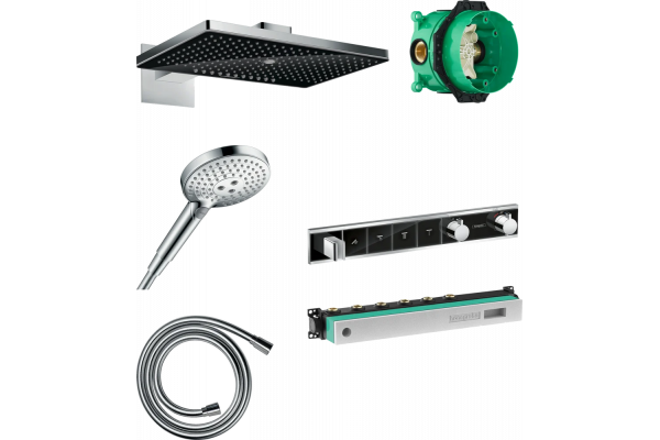 Душевой комплект Hansgrohe Rainmaker Select 460 (3 jet) 24007600 + 26530000 + 28272000 + 15357600 штанга 15.1 см