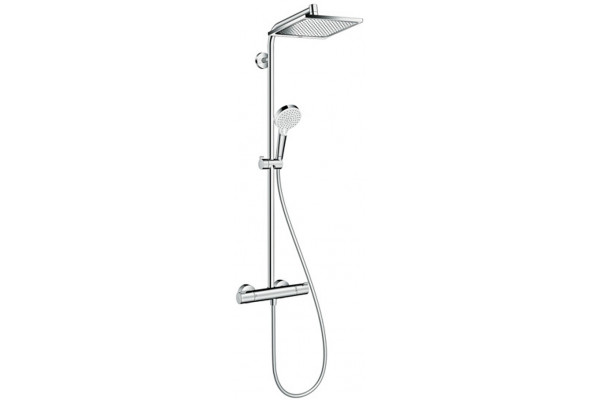 Душевая стойка Hansgrohe Crometta Е 240 1jet Showerpipe EcoSmart 27281000 9 л хром, штанга 123.5 см