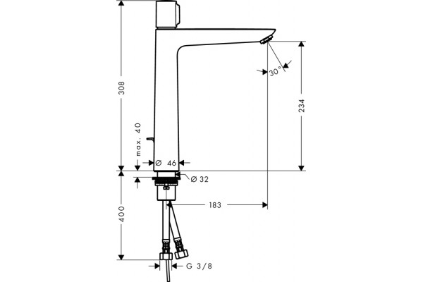 Смеситель Hansgrohe Talis Select E 71752000 для раковины, с донным клапаном, хром, высота излива 23.4 см