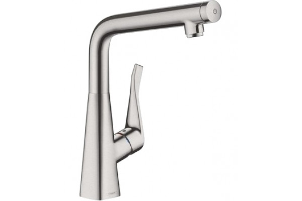 Смеситель Hansgrohe Metris Select 14883800 для кухонной мойки сталь, высота излива 30.7 см