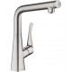 Смеситель Hansgrohe Metris Select 14883800 для кухонной мойки сталь, высота излива 30.7 см
