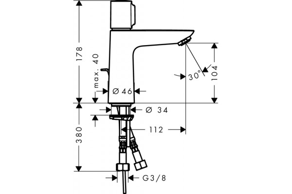 Смеситель Hansgrohe Talis Select E 71750000 для раковины, с донным клапаном, хром, высота излива 10.4 см