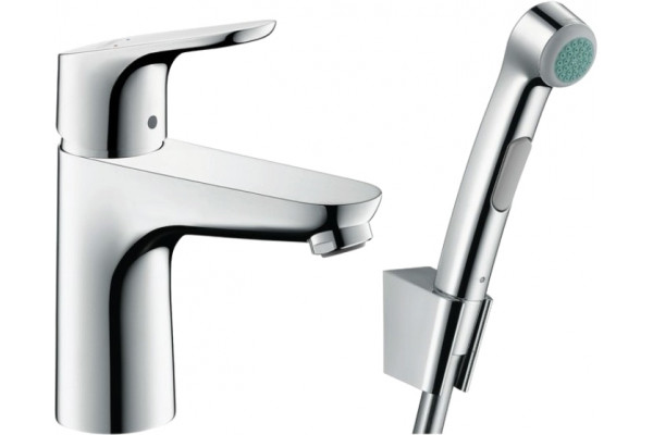 Смеситель Hansgrohe Focus 31927000 для раковины с гигиеническим душем, с донным клапаном Push-Open, однорычажный, хром
