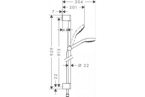 Душевой гарнитур Hansgrohe Croma Select S Vario Uni 26572400 штанга 95.9 см, шланг 160 см
