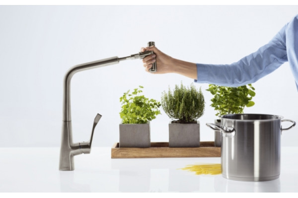 Смеситель Hansgrohe Metris Select для кухонной мойки однорычажный, матовый