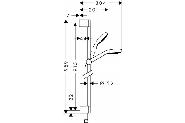 Душевой гарнитур Hansgrohe Croma Select S 1jet 26574400 штанга 95.9 см, шланг 160 см