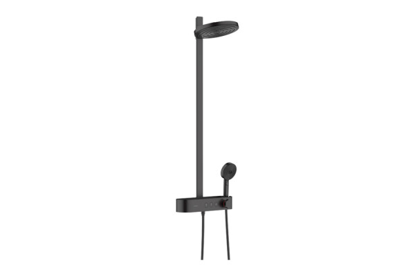 HANSGROHE PULSIFY Душевая стойка с термостатическим смесителем верхним душем Ø260 мм с 2 режимами ручным душем и шлангом цвет черный матовый/графит 24240670