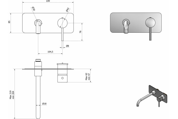 Смеситель для раковины IB Rubinetterie Industria ID206CC-19 chrome однорычажный, хром