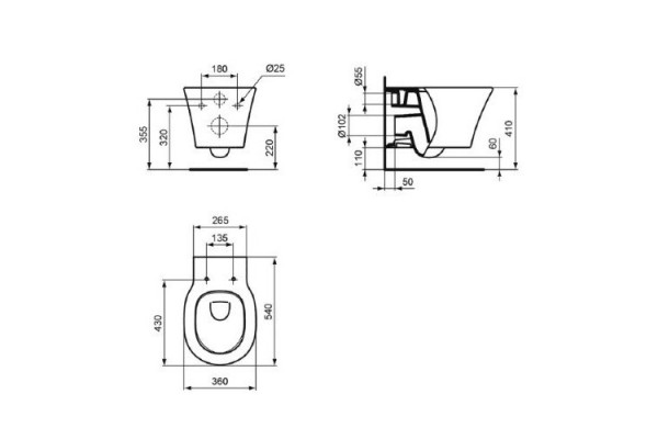 Комплект унитаз с инсталляцией Ideal Standard Connect Air AquaBlade E212801