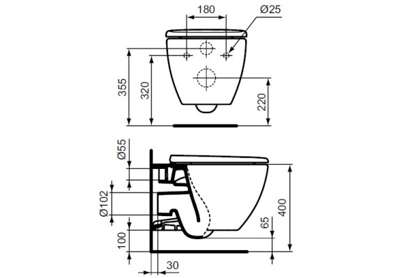 Комплект IDEAL STANDARD ST031812 (унитаз T007901 + сиденье Tesi T352701 + панель смыва Aquatek KDI-0000018 + инсталляция Aquatek INS-0000012 + крепёж)