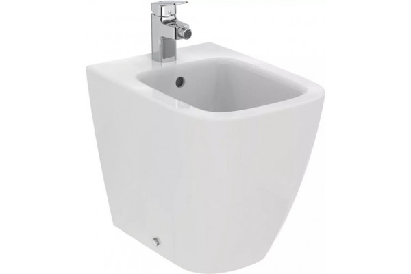 T459501 Ideal Standard i.life S Напольное пристенное биде, с отверстием под смеситель, с отверстием перелива, с крепежом TT0257919. Короткая проекция